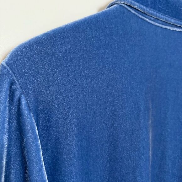 Soft Surroundings Boyfriend Shirt Womens Sz M Blue Velvet Long Sleeve Button Up - Picture 8 of 13